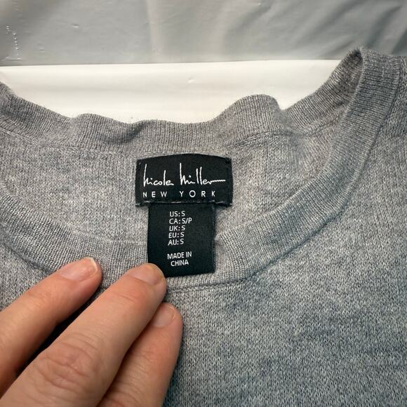 Nicole Miller New York Colorblock Sweater Dress Gray Mustard Black Size Small - Picture 6 of 6